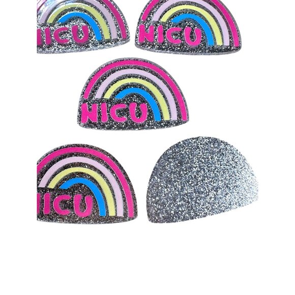 10 pc glitter NICU RN Nurse acrylic flat back charm for badge reels keyrings ear - Picture 5 of 5
